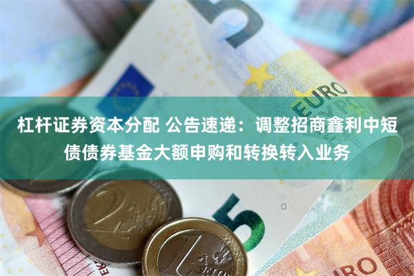 杠杆证券资本分配 公告速递：调整招商鑫利中短债债券基金大额申购和转换转入业务