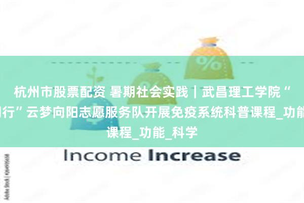 杭州市股票配资 暑期社会实践｜武昌理工学院“暖心同行”云梦向阳志愿服务队开展免疫系统科普课程_功能_科学